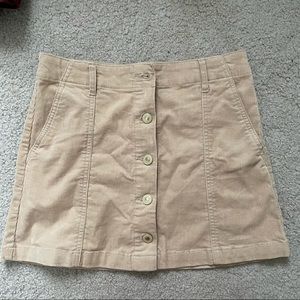 F21 Beige Corduroy Buttondown Miniskirt